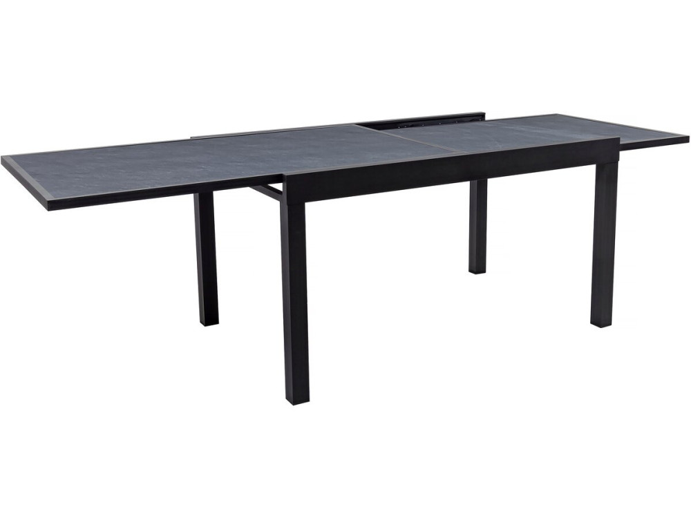 Lagos" extendable aluminium garden table - 140/280 x 90 x 76 cm - Black