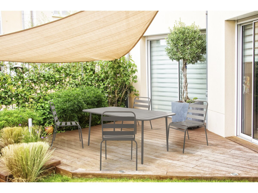 "Bilbao" metal garden table - 150 x 90 x 71 cm - Taupe