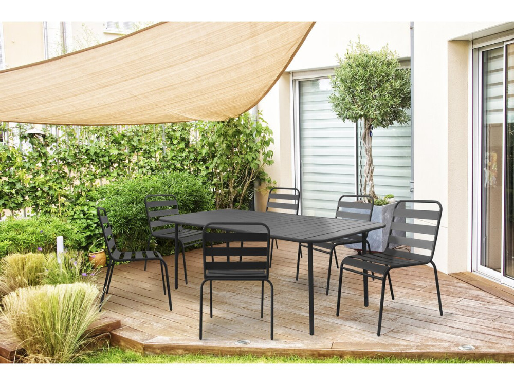 "Bilbao" metal garden table - 180 x 90 x 71 cm - Grey