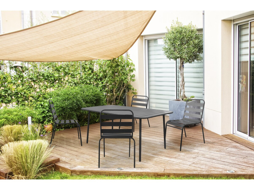 "Bilbao" metal garden table - 150 x 90 x 71 cm - Grey
