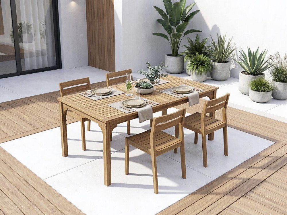 Wooden extensible garden table 180/240 cm "Valladolid" - 6 to 10 seats - Brown