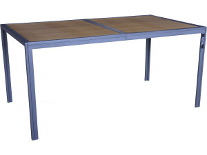 Tossa" imitation wood metal garden table - 160 x 90 x 75 cm - Brown