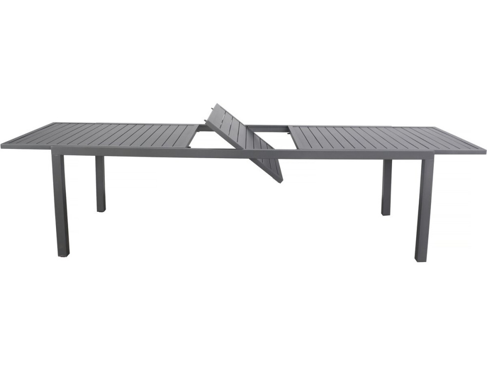 "Salou" Extendable Metal Garden Table - 240/300 x 100 x 75 cm - Gray