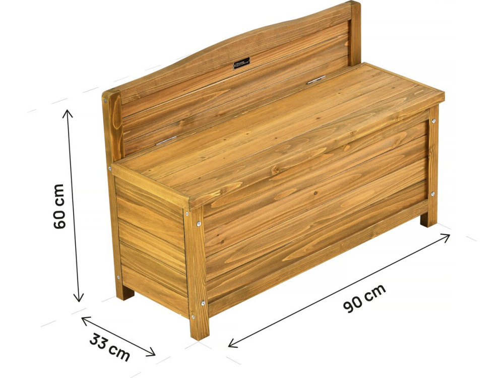 Ben" wooden garden bench - 90 x 33 x 60 cm - Brown