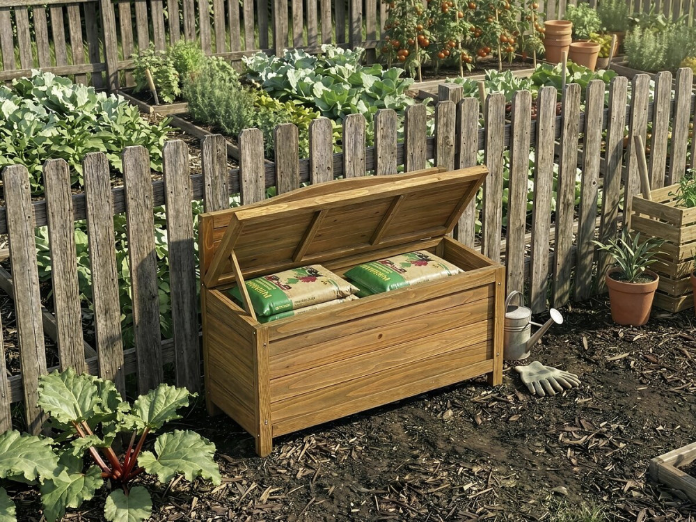 Ben" wooden garden bench - 90 x 33 x 60 cm - Brown