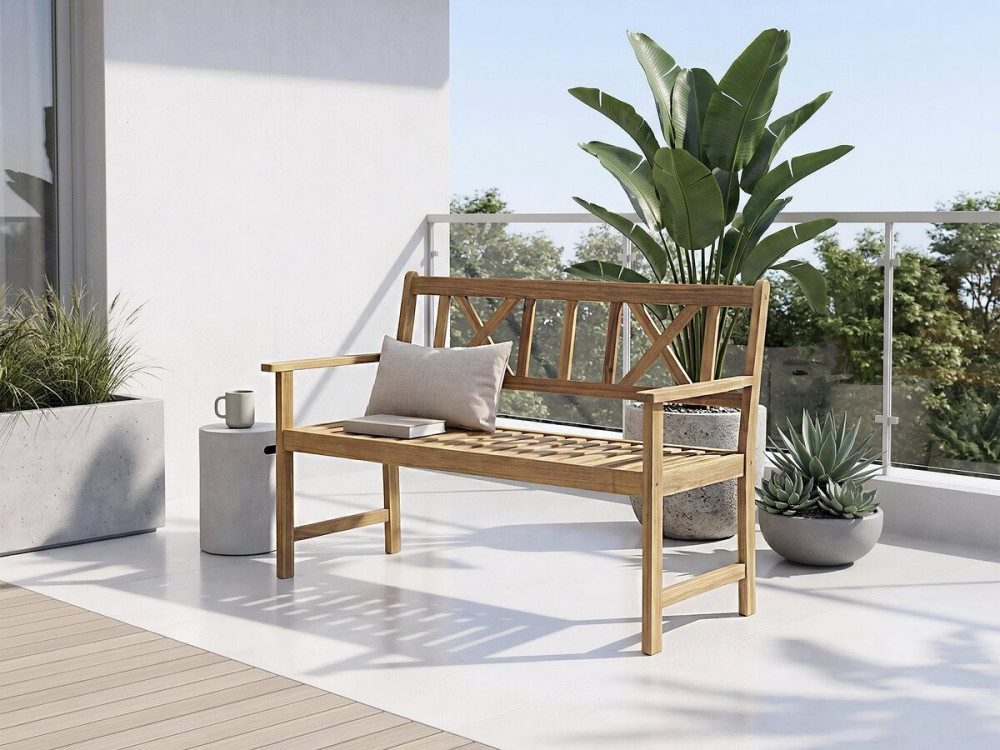 Wooden garden bench 120 cm "Surabaya" - 2 seater - Brown