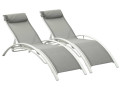 Set of 2 Beauty "Phoenix" Black aluminum sun loungers - Grey