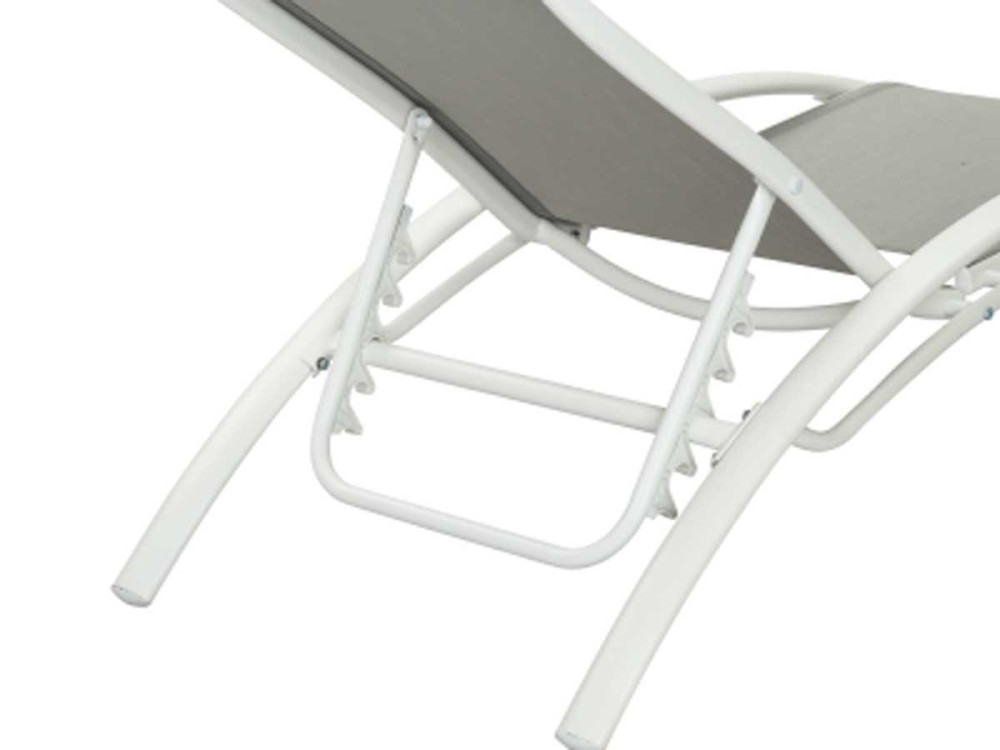 Set of 2 Aluminium Sun Bathing Chairs / Sun Lounge - Beauty - "Phoenix" - Grey