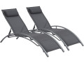 Set of 2 Aluminium Sun Bathing Chairs / Sun Lounge - Beauty - "Phoenix" - Green - Dark Grey