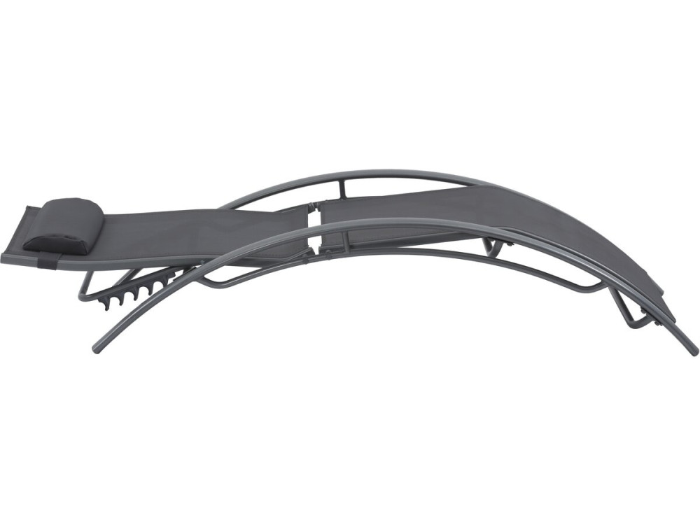Set of 2 Aluminium Sun Bathing Chairs / Sun Lounge - Beauty - "Phoenix" - Dark Grey