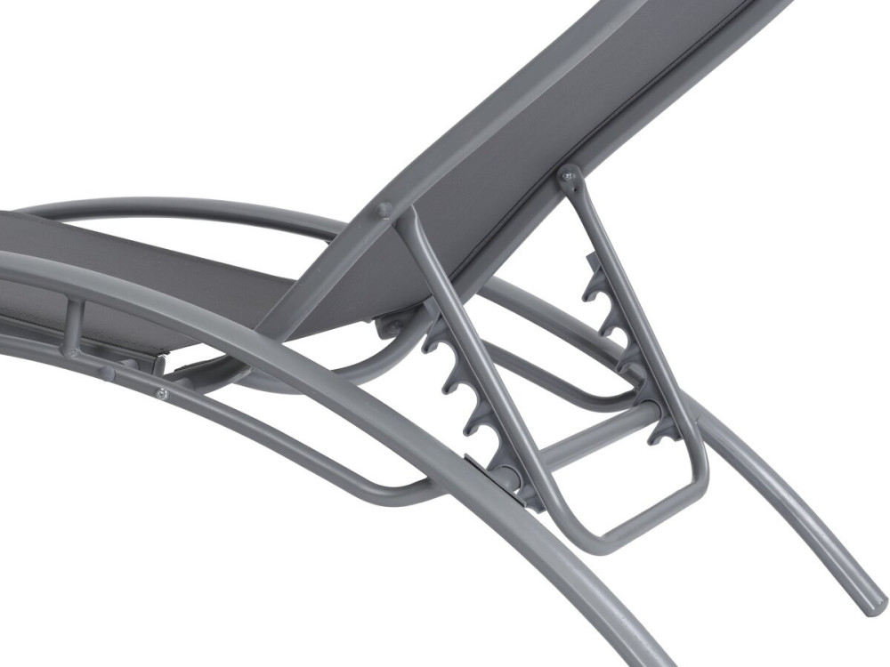 Set of 2 Aluminium Sun Bathing Chairs / Sun Lounge - Beauty - "Phoenix" - Dark Grey