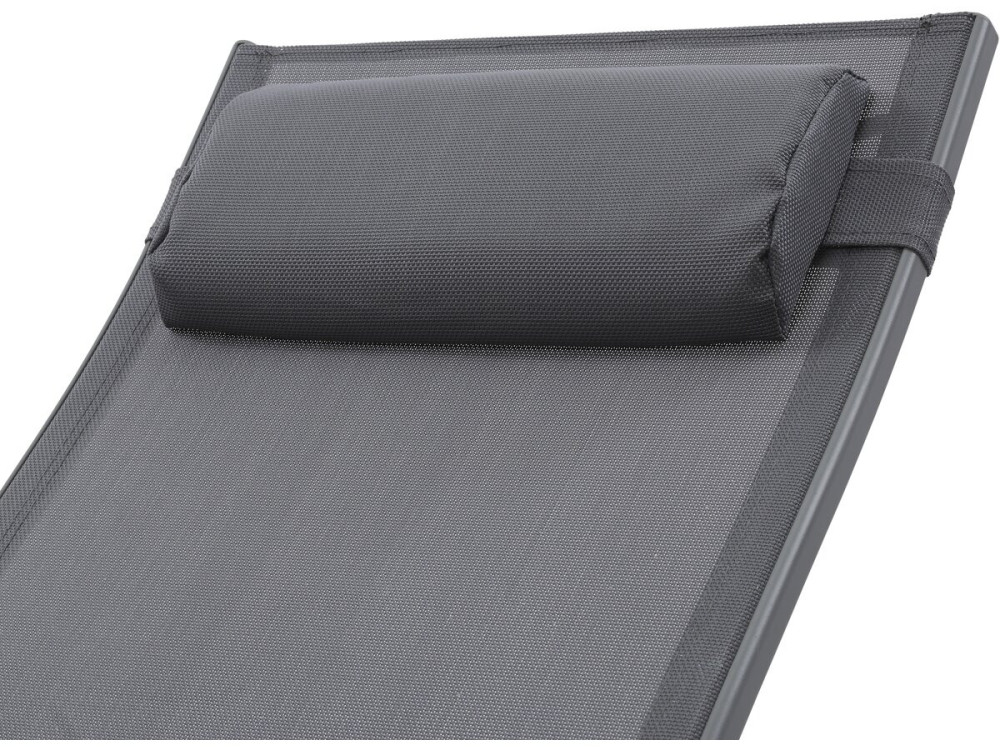 Set of 2 Aluminium Sun Bathing Chairs / Sun Lounge - Beauty - "Phoenix" - Dark Grey
