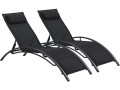 Set of 2 Beauty "Phoenix" Black aluminum sun loungers - Black/Black