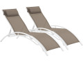 Set of 2 Aluminium Sun Bathing Chairs / Sun Lounge - Beauty - "Phoenix" - Green - Mole