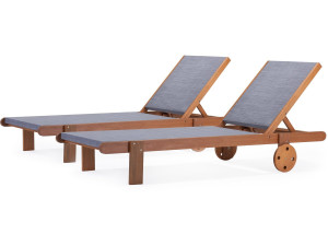 Exotic Wood Sun Lounger 'Saigon' - Maple - Grey - Set of 2