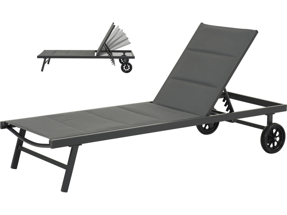 "Bella" sunbed in textilene and aluminum  - Phoenix - Dark grey