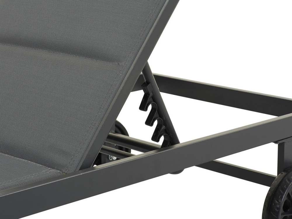 "Bella" sunbed in textilene and aluminum  - Phoenix - Dark grey