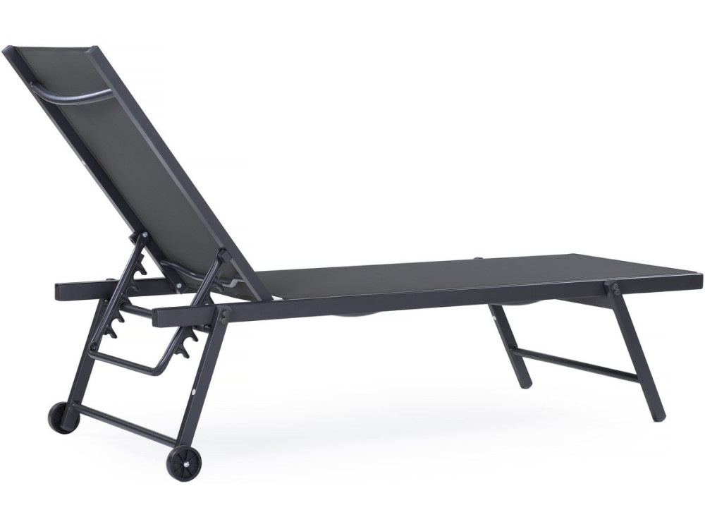 Set of 2 Textile and aluminium sunbathing chairs  "Jolia" - Phoenix - Dark grey