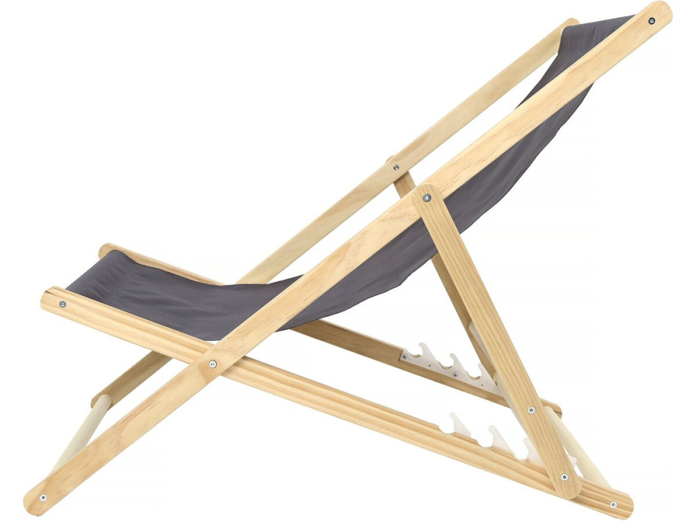 Set of 2 wooden deckchairs "Chilienne" - 107 x 56.5 x 81 cm - Grey