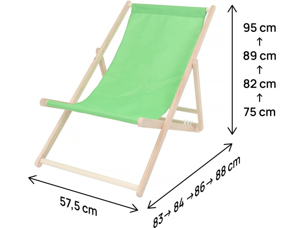 Set of 2 "Chilienne" wooden deckchairs - 107 x 56.5 x 81 cm - Green
