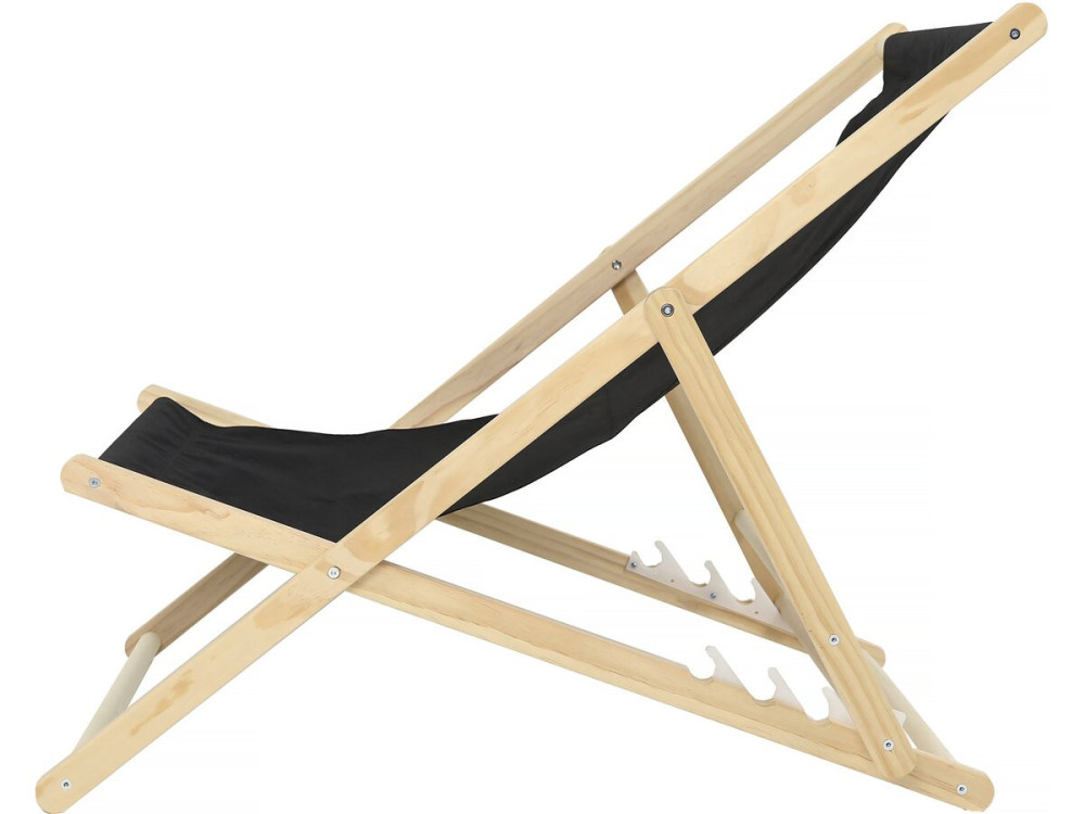 Set of 2 wooden deckchairs "Chilienne" - 107 x 56.5 x 81 cm - Black