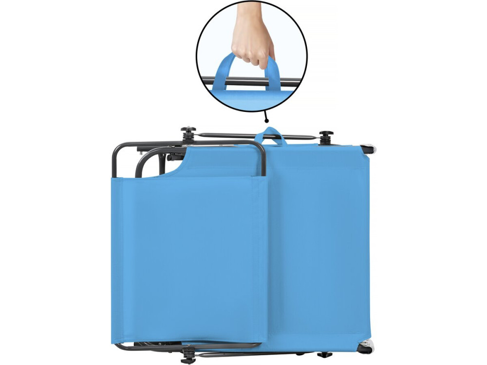 Lazy" folding sunlounger - With sunshade - Blue