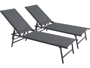 Set of 2 "Sublima" metal sun loungers - 180 x 54 x 104 cm - Anthracite