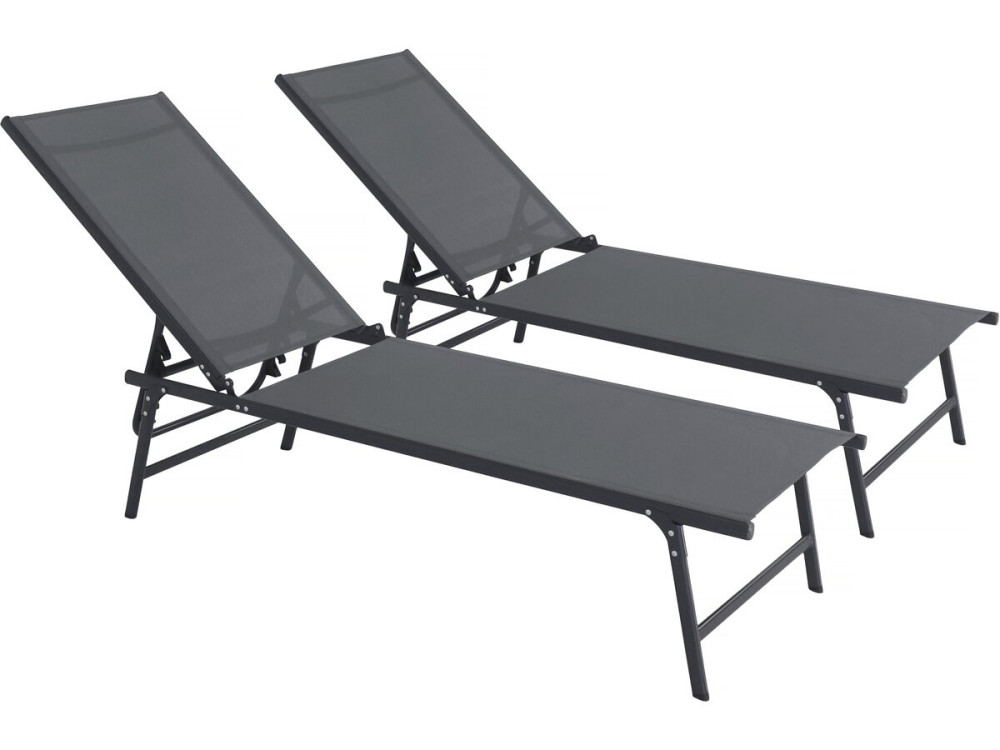 Set of 2 "Sublima" metal sun loungers - 180 x 54 x 104 cm - Anthracite
