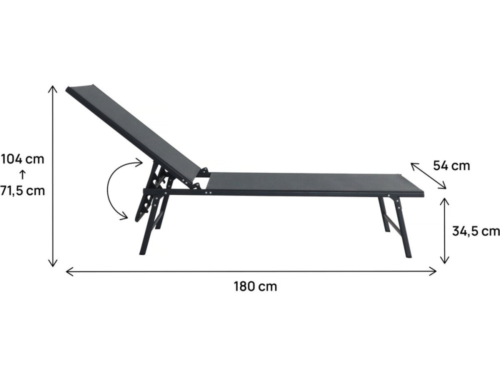Set of 2 "Sublima" metal sun loungers - 180 x 54 x 104 cm - Anthracite