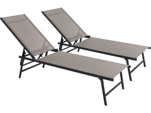 Set of 2 "Sublima" metal sun loungers - 180 x 54 x 104 cm - Taupe