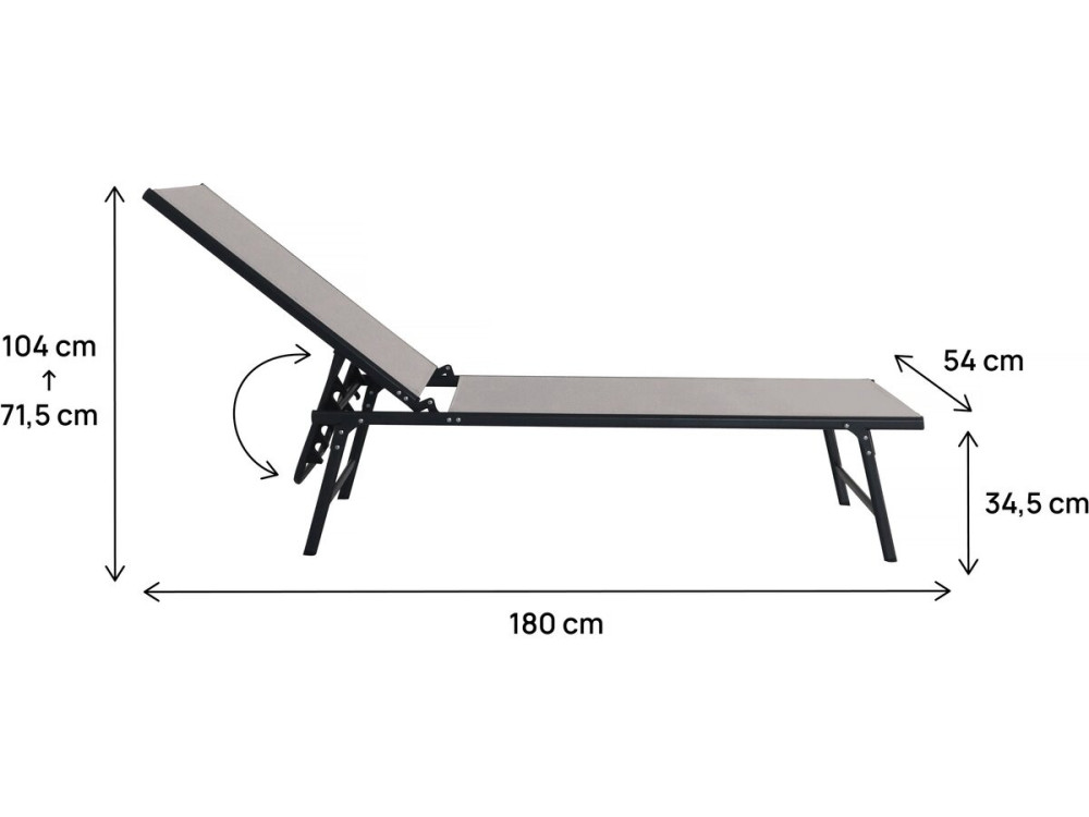 Set of 2 "Sublima" metal sun loungers - 180 x 54 x 104 cm - Taupe