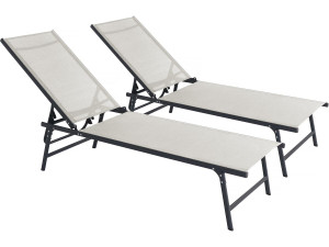 Set of 2 "Sublima" metal sun loungers - 180 x 54 x 104 cm - Beige