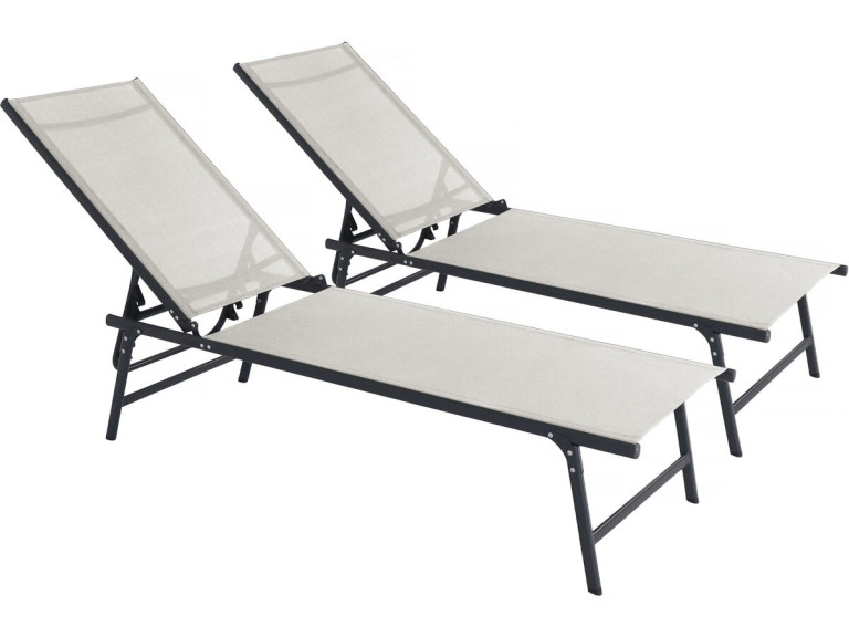 Set of 2 "Sublima" metal sun loungers - 180 x 54 x 104 cm - Beige