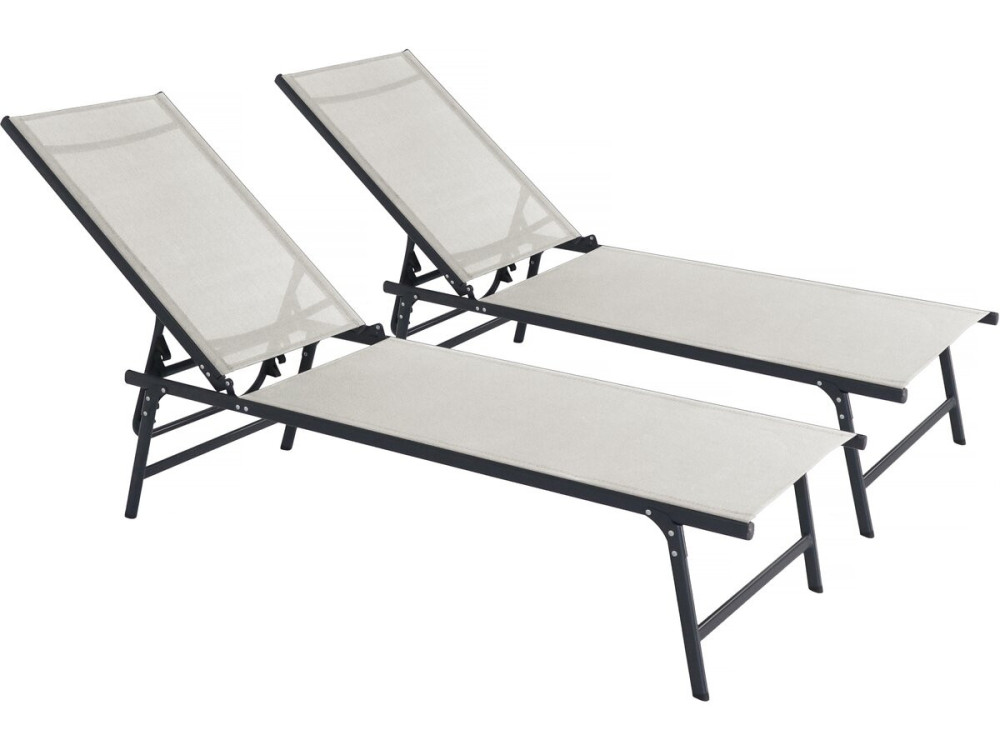 Set of 2 "Sublima" metal sun loungers - 180 x 54 x 104 cm - Beige