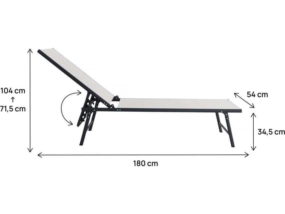Set of 2 "Sublima" metal sun loungers - 180 x 54 x 104 cm - Beige