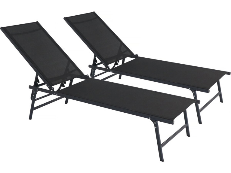 Set of 2 "Sublima" metal sun loungers - 180 x 54 x 104 cm - Black