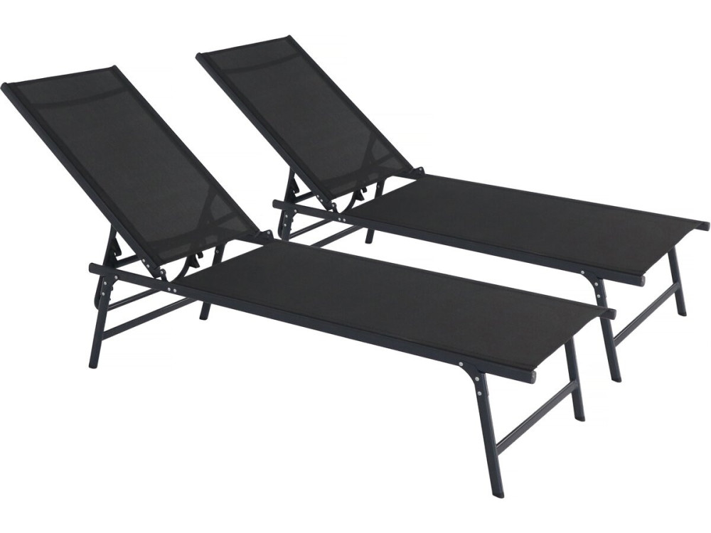 Set of 2 "Sublima" metal sun loungers - 180 x 54 x 104 cm - Black