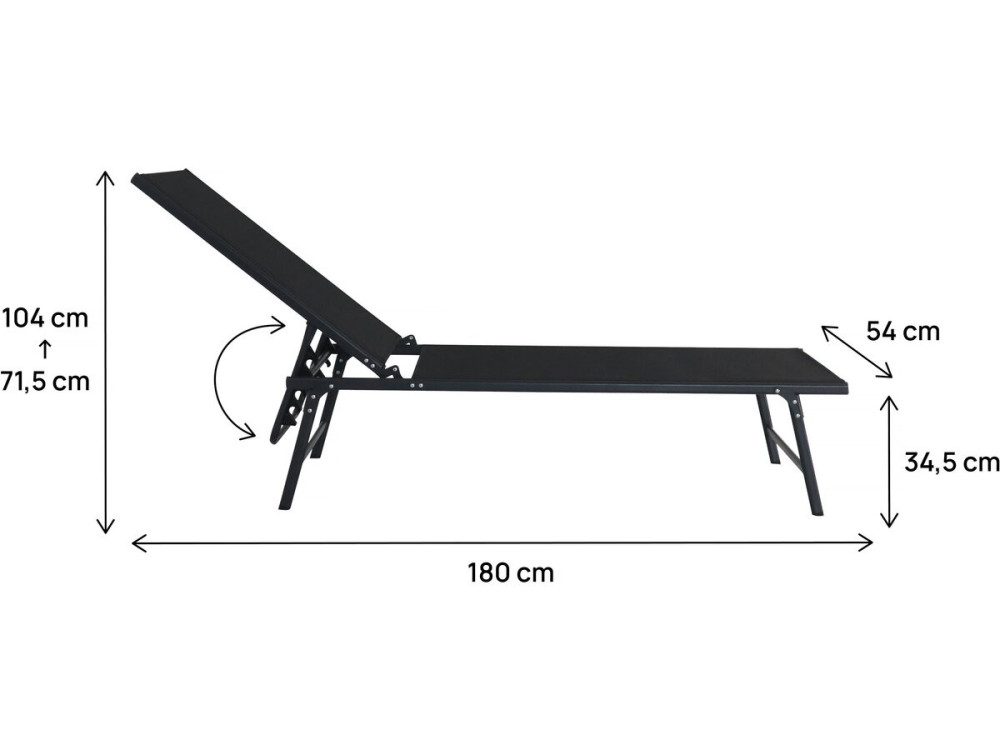 Set of 2 "Sublima" metal sun loungers - 180 x 54 x 104 cm - Black