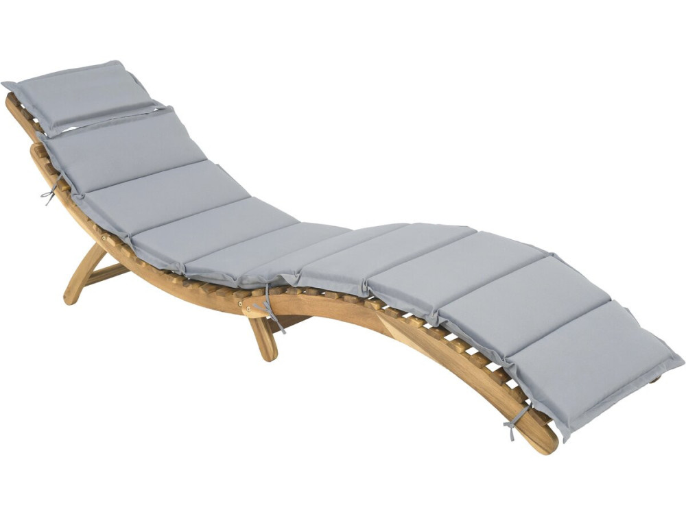 Jakarta" wooden sun lounger with cushions - Grey