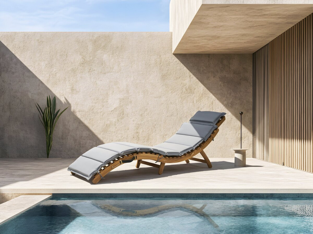 Jakarta" wooden sun lounger with cushions - Grey
