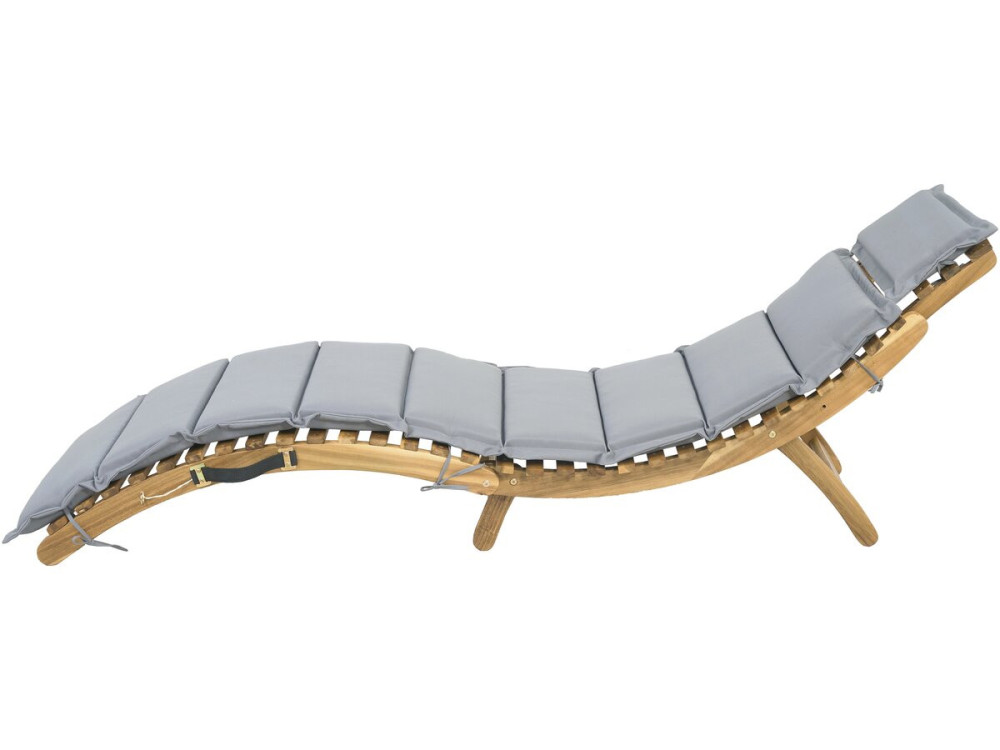 Jakarta" wooden sun lounger with cushions - Grey