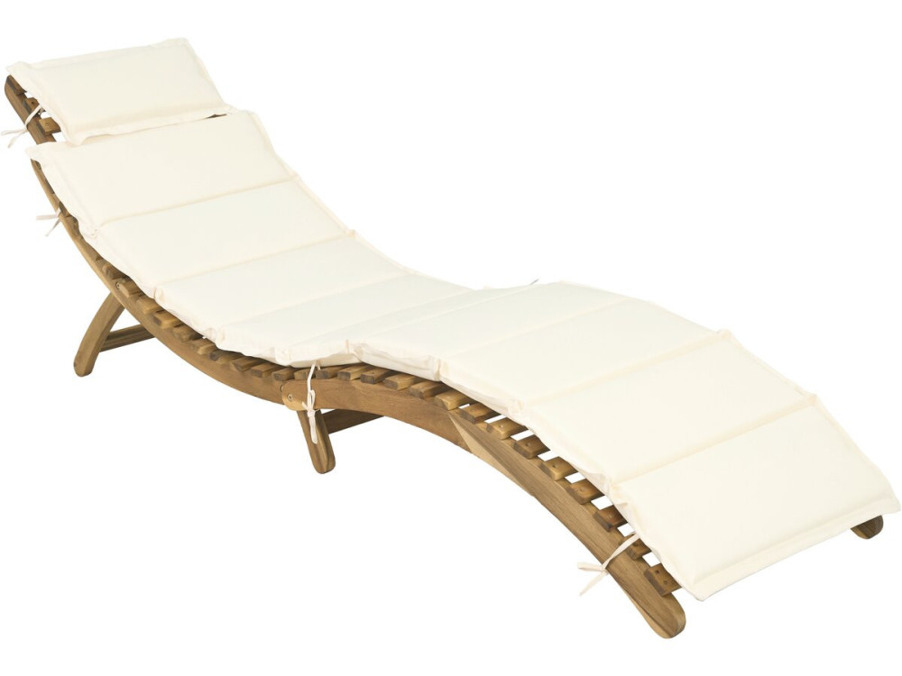 Jakarta" wooden sun lounger with cushions - Beige