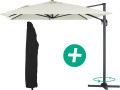 Outdoor garden umbrella "Sun 4" - Rectangle - 3 x 4 m - Green + Protective cover - Ecru