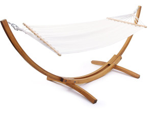 Coton fabric hammock with a wooden frame "Dallas" - 3m - Ecru colour