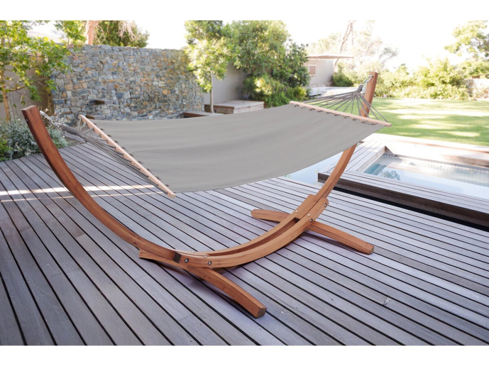 Dallas" wooden hammock with cotton canvas - 3 m - Grey