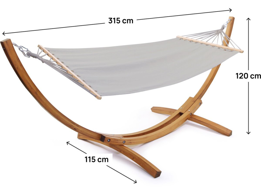 Dallas" wooden hammock with cotton canvas - 3 m - Grey