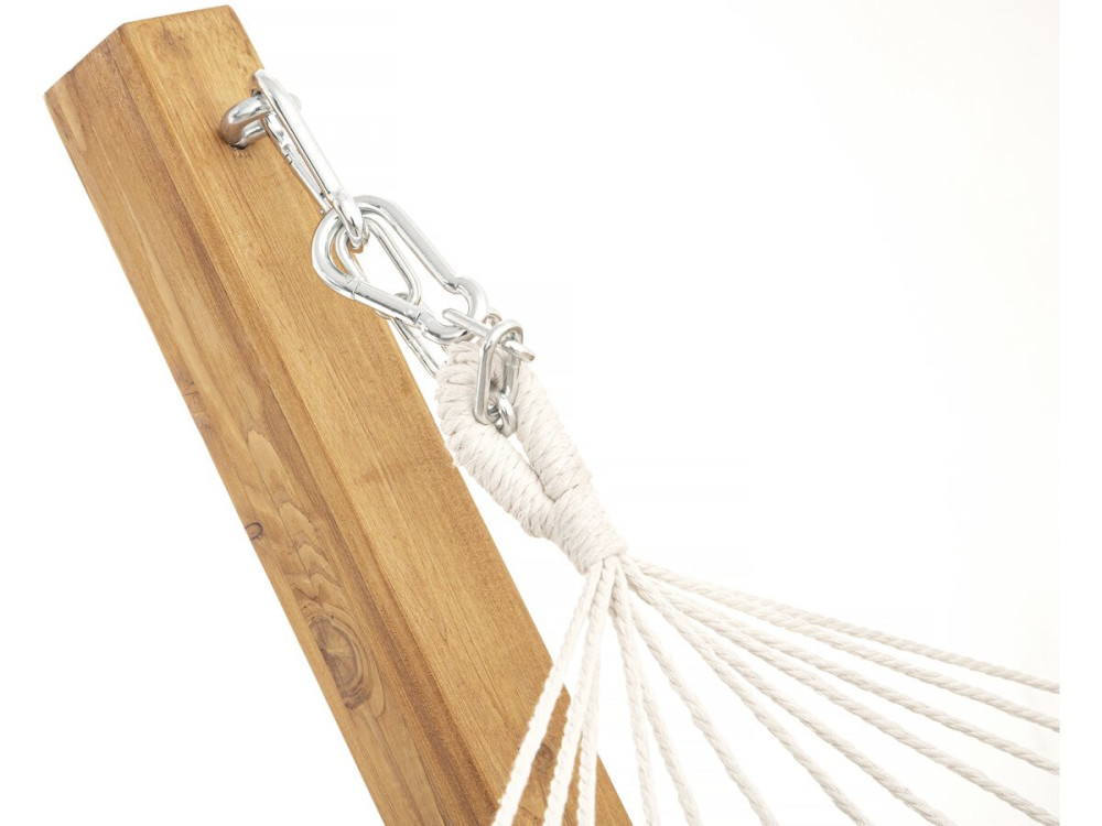 Wooden hammock with macramé fabric "Dallas" - 305 x 120 x 123 cm - White