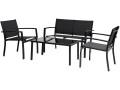 Lino low garden furniture - 4 places - Black - Black