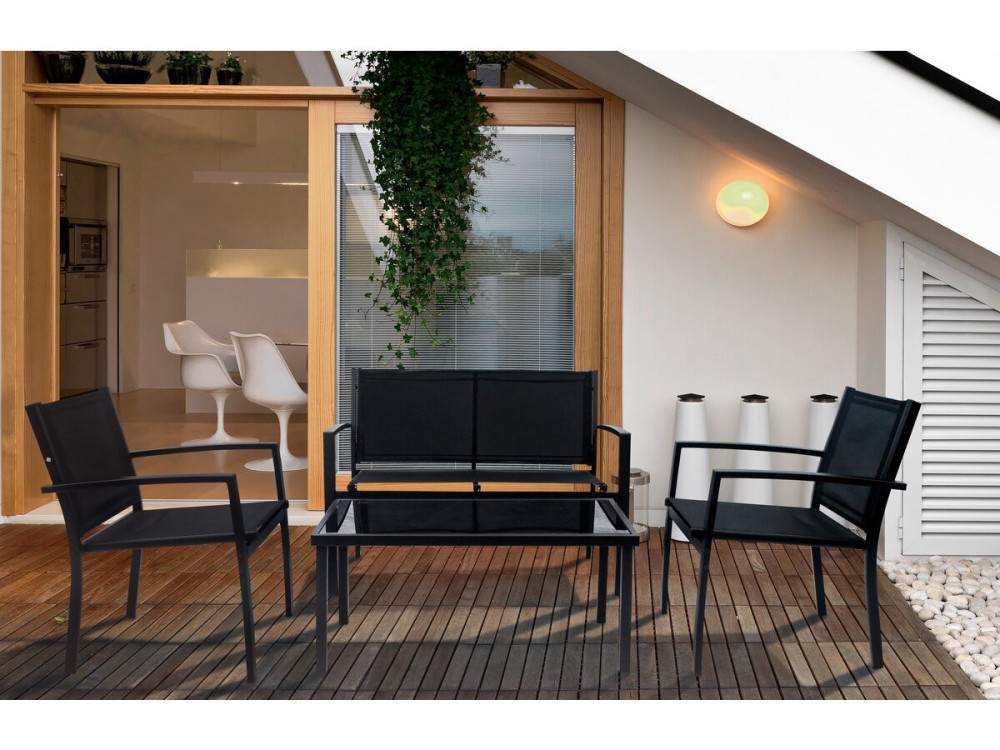 Lino low garden furniture - 4 places - Black