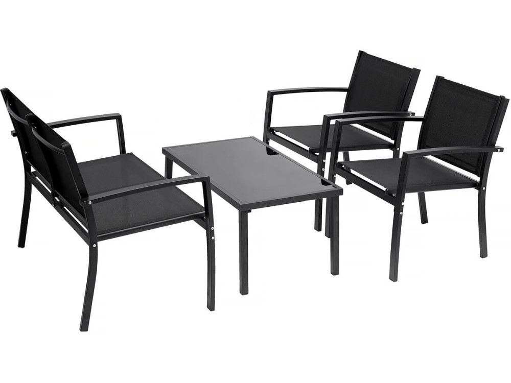 Lino low garden furniture - 4 places - Black